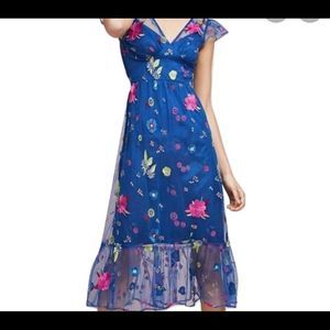 Anthropologie Blue Floral Dress